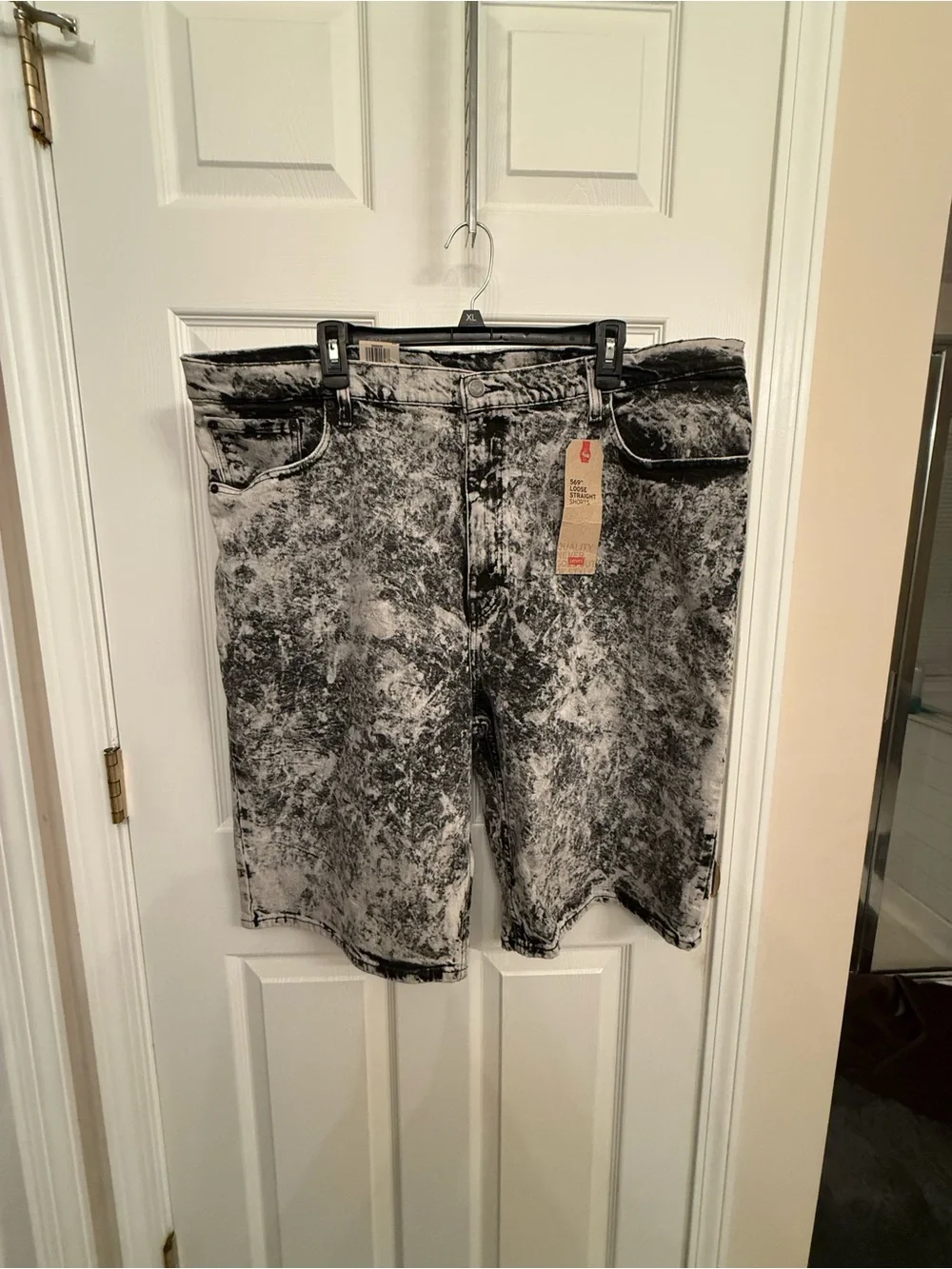 Levi's Black & Gray Acid-Wash Denim Shorts